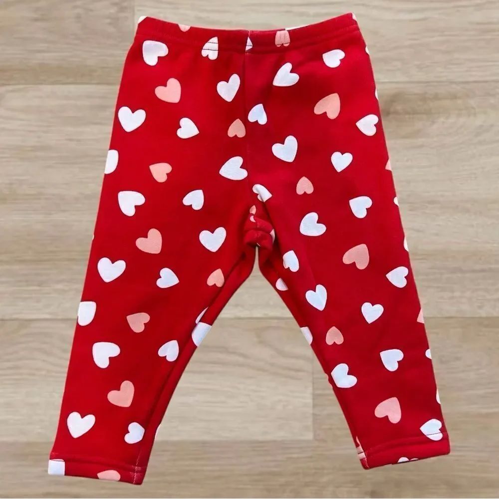 Carter’s Red Heart Print Fleece Lined Leggings Size 24M